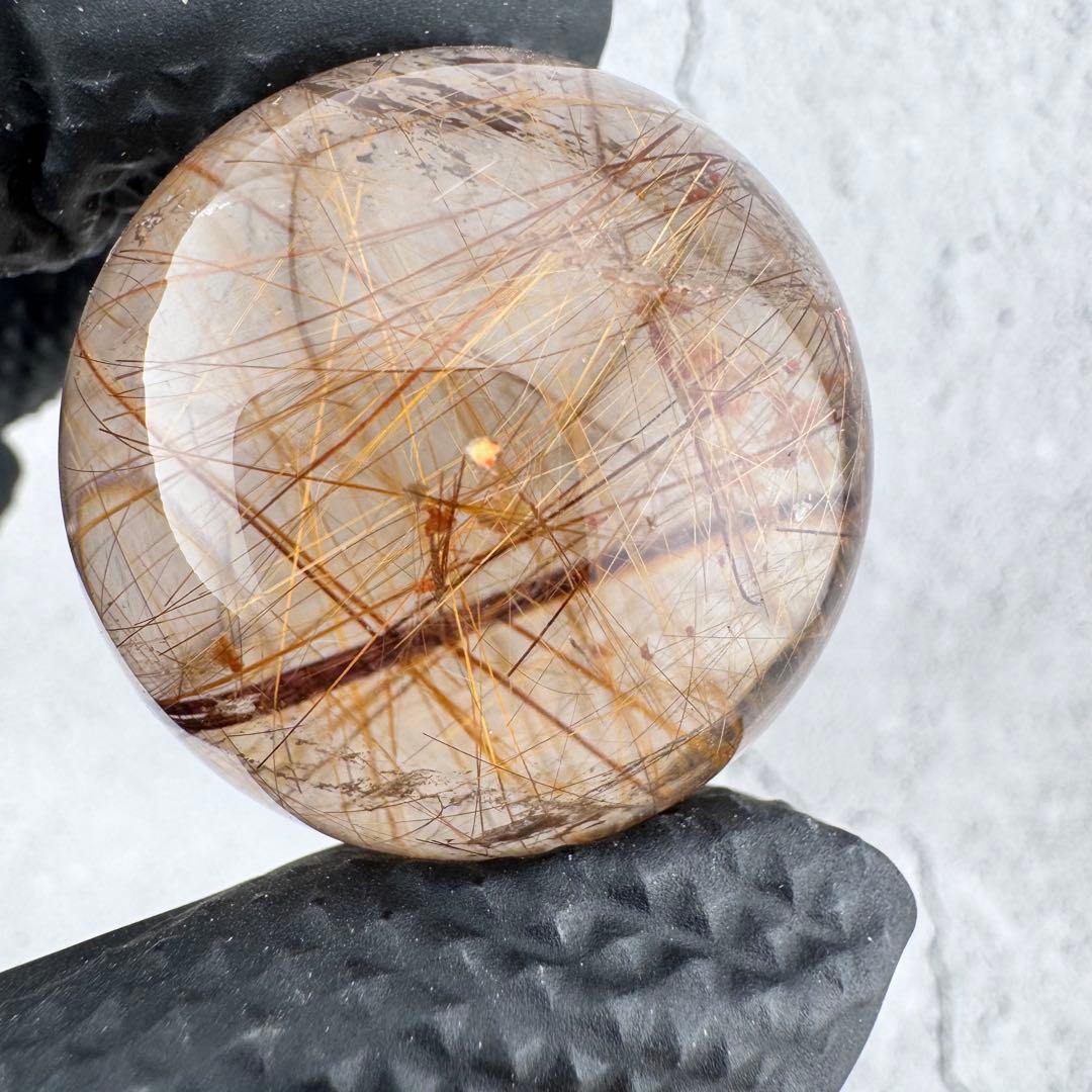 M-45ルチル丸玉　ルチルクォーツスフィア　天然石　針入り水晶　34.7mm