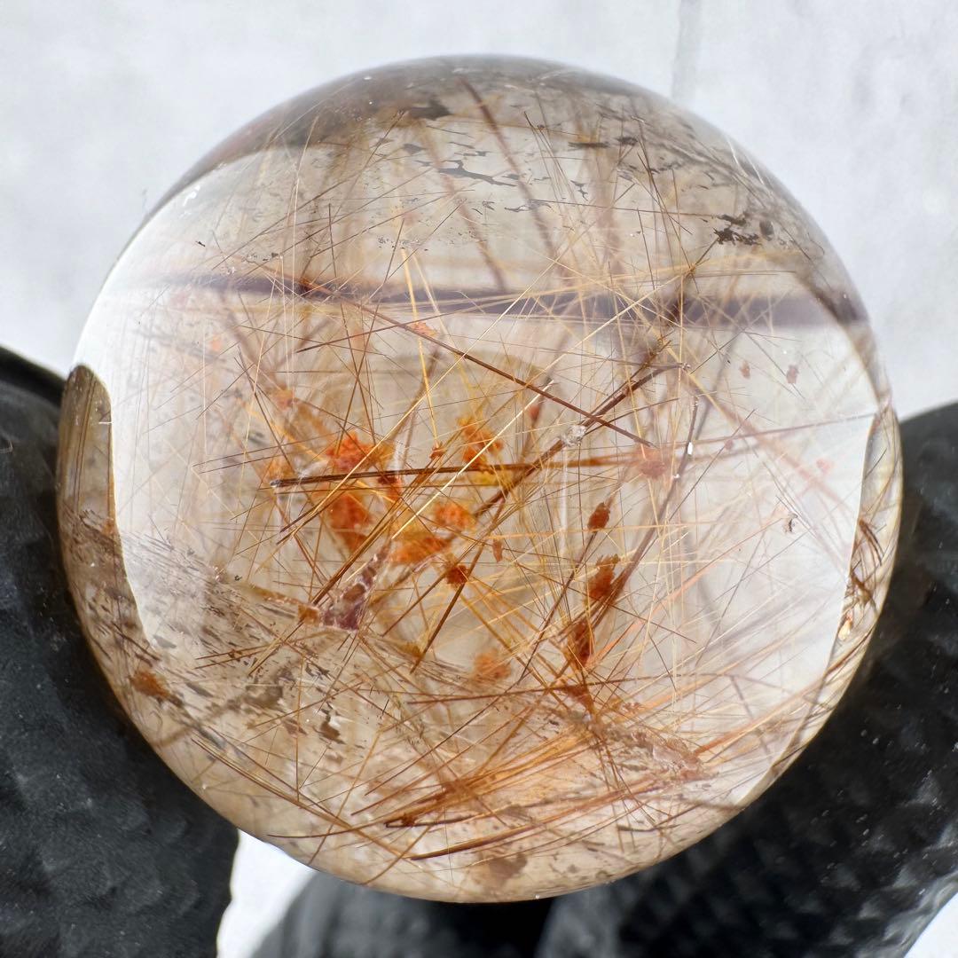 M-45ルチル丸玉　ルチルクォーツスフィア　天然石　針入り水晶　34.7mm