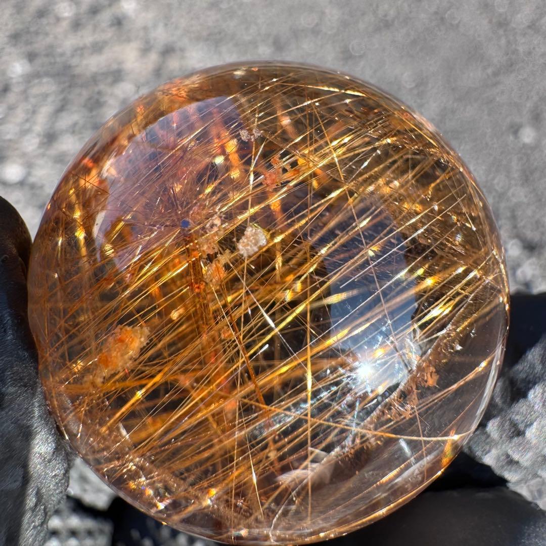 M-45ルチル丸玉　ルチルクォーツスフィア　天然石　針入り水晶　34.7mm