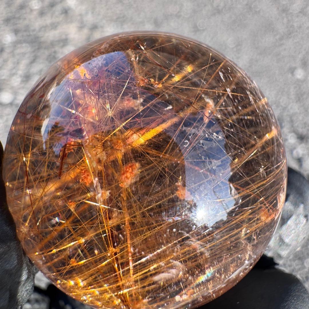 M-45ルチル丸玉　ルチルクォーツスフィア　天然石　針入り水晶　34.7mm