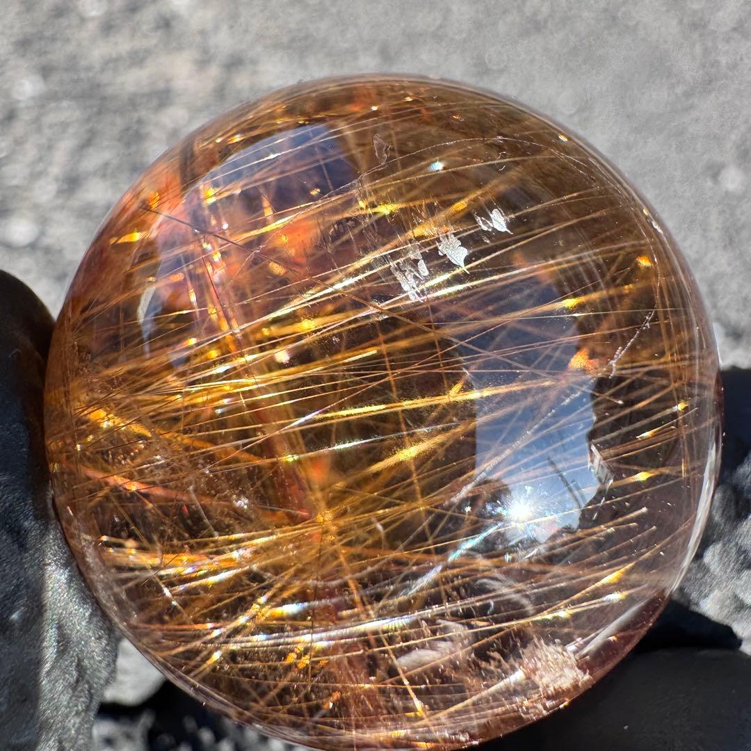 M-45ルチル丸玉　ルチルクォーツスフィア　天然石　針入り水晶　34.7mm