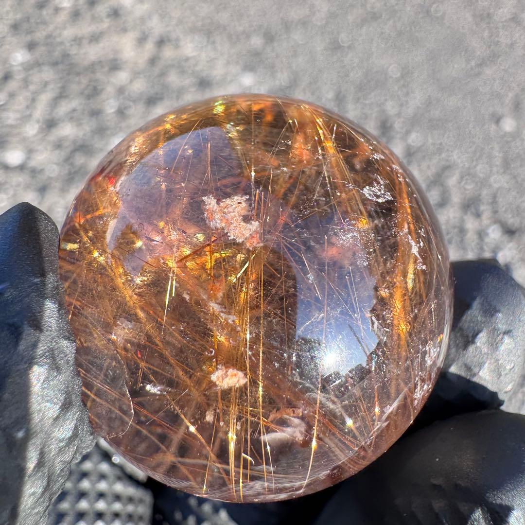 M-45ルチル丸玉　ルチルクォーツスフィア　天然石　針入り水晶　34.7mm