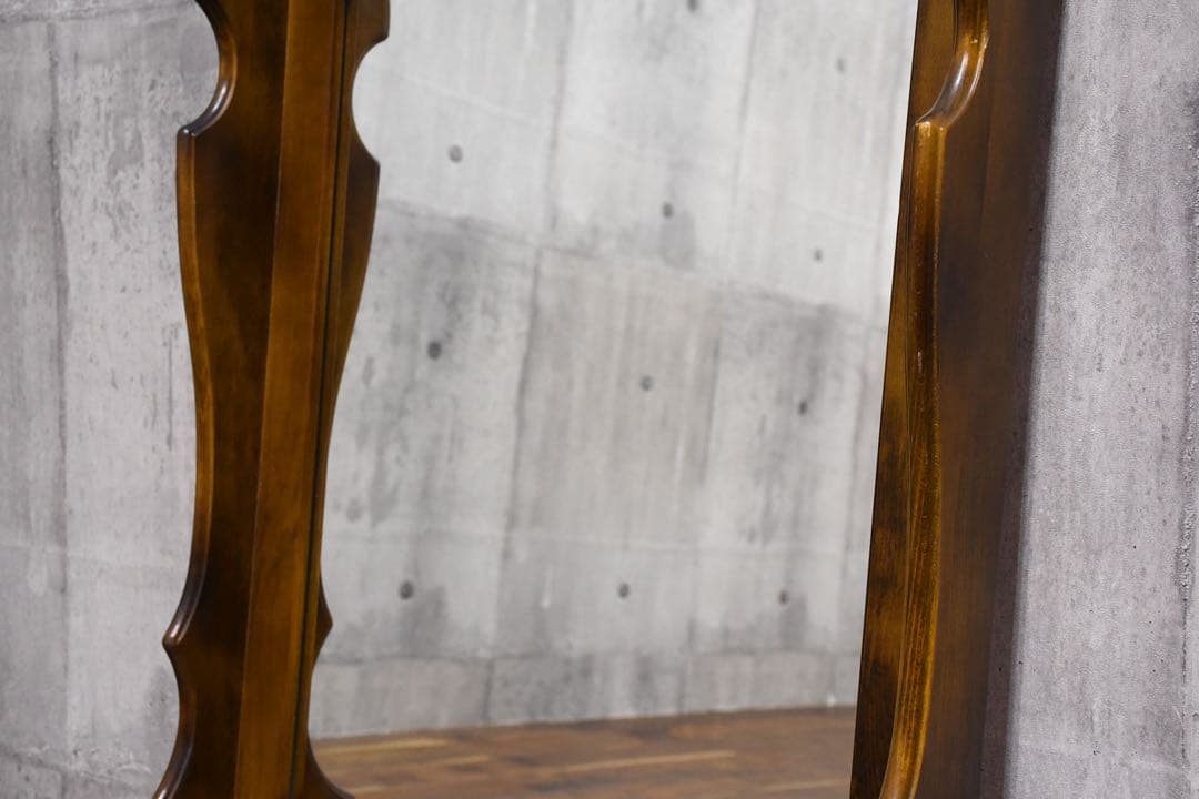 CIC67 オールドカリモク コロニアル 棚付き ウォールミラー カタカナ表記