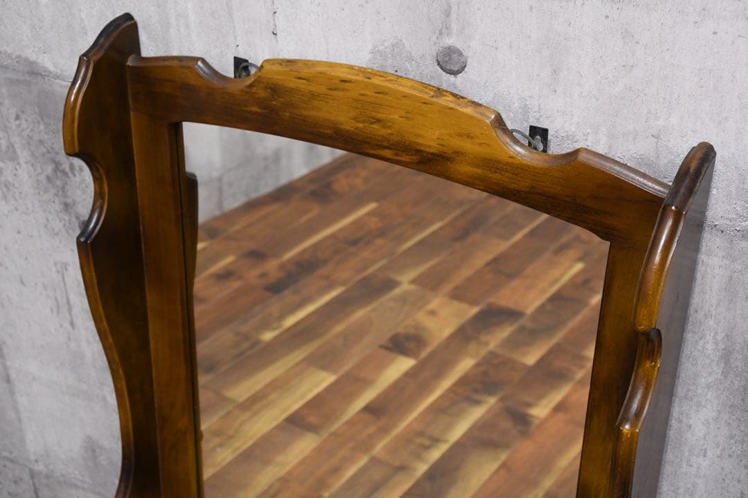 CIC67 オールドカリモク コロニアル 棚付き ウォールミラー カタカナ表記