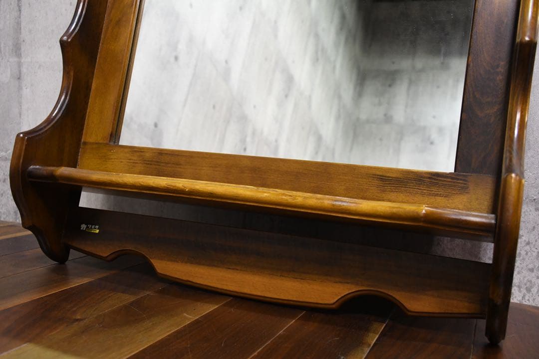 CIC67 オールドカリモク コロニアル 棚付き ウォールミラー カタカナ表記