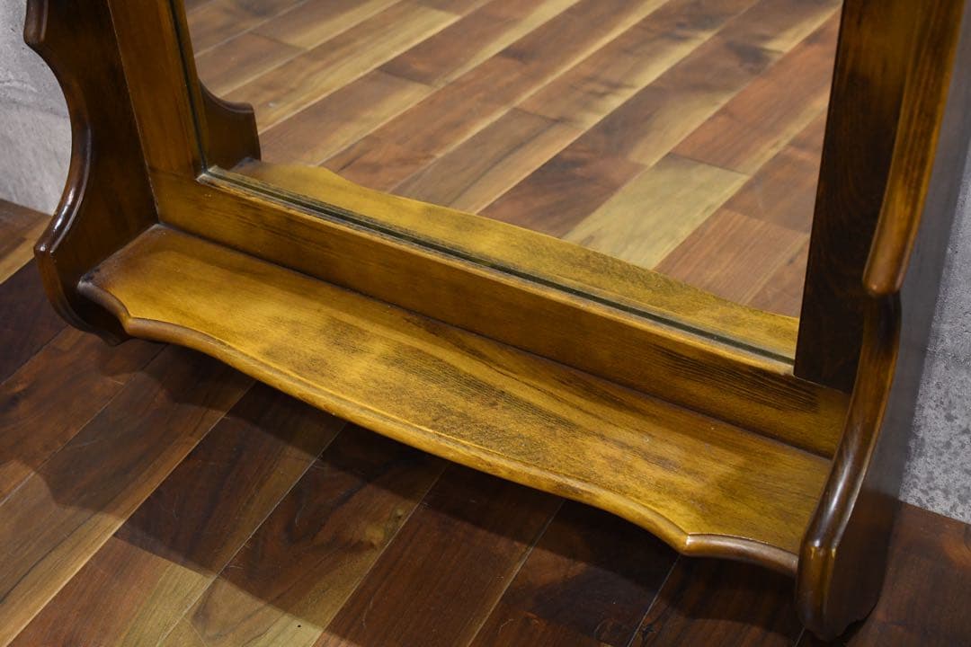 CIC67 オールドカリモク コロニアル 棚付き ウォールミラー カタカナ表記