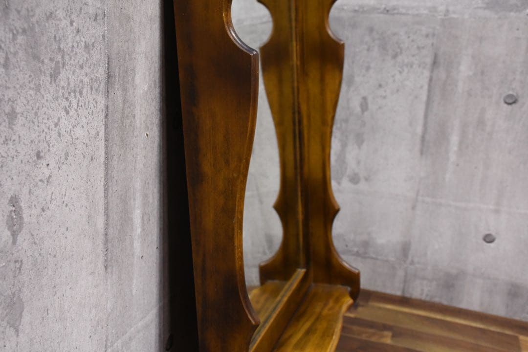 CIC67 オールドカリモク コロニアル 棚付き ウォールミラー カタカナ表記