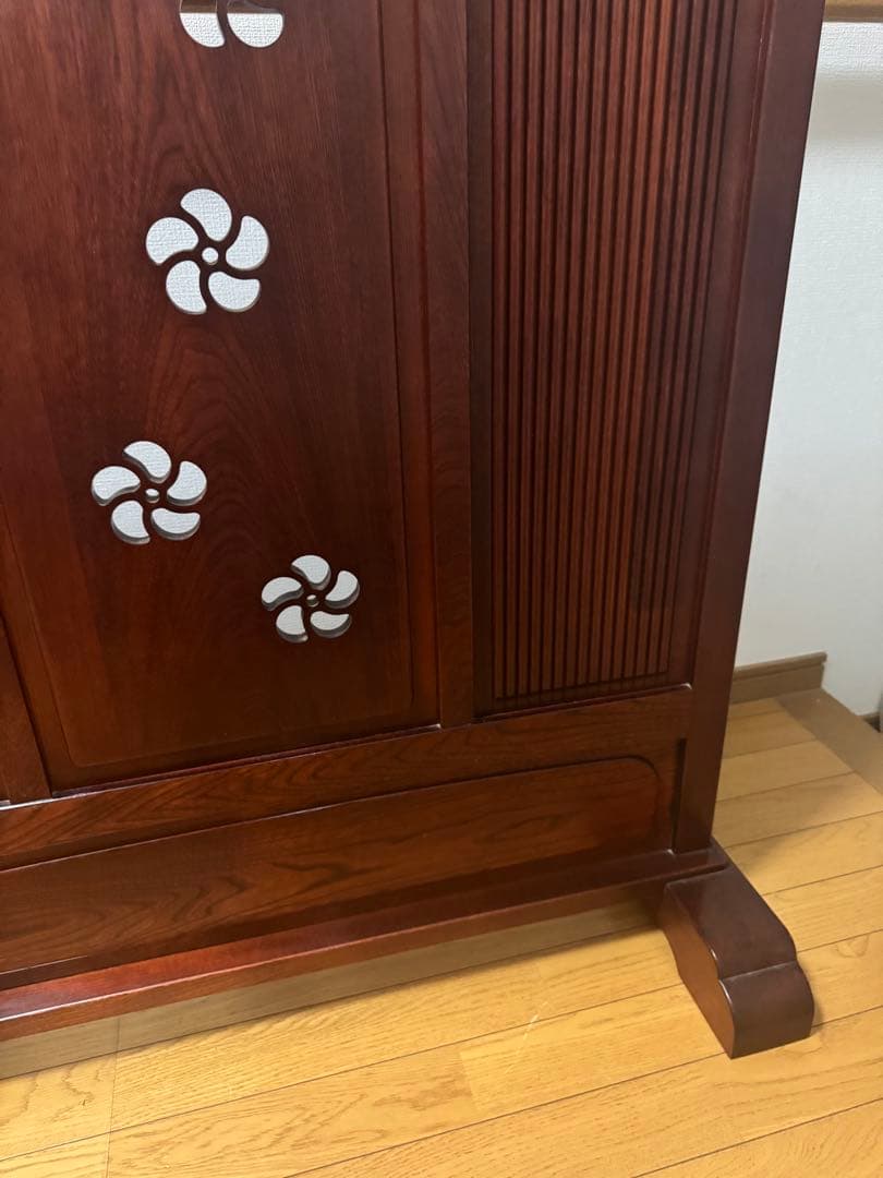 karimoku 衝立て 間仕切り 梅の透かし柄 レトロ