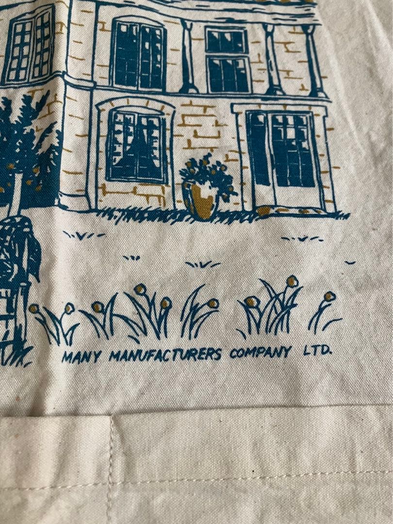 マニー　many　エプロン　カントリー柄　綿　レア　レトロ