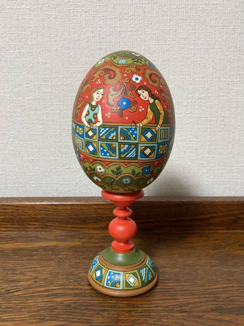 ロシア雑貨☆特大イースターエッグ(スタンド付き)H21cmオリガ作マトリョーシカ