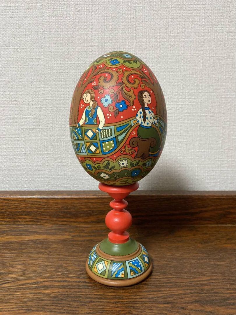 ロシア雑貨☆特大イースターエッグ(スタンド付き)H21cmオリガ作マトリョーシカ