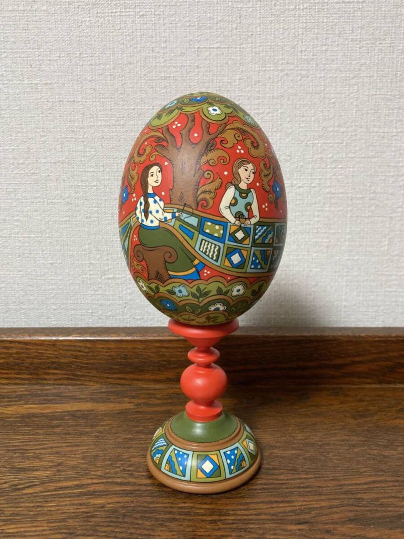 ロシア雑貨☆特大イースターエッグ(スタンド付き)H21cmオリガ作マトリョーシカ