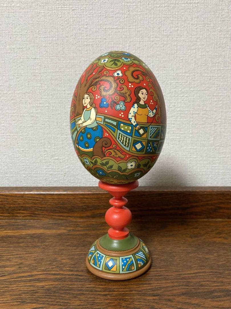 ロシア雑貨☆特大イースターエッグ(スタンド付き)H21cmオリガ作マトリョーシカ
