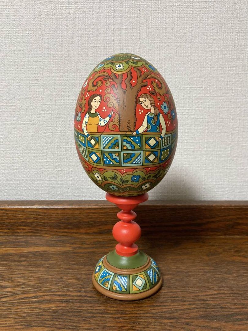 ロシア雑貨☆特大イースターエッグ(スタンド付き)H21cmオリガ作マトリョーシカ