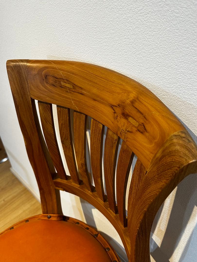 大訳あり】チーク×レザーダイニングチェア 1脚 通常38,500円がなんと