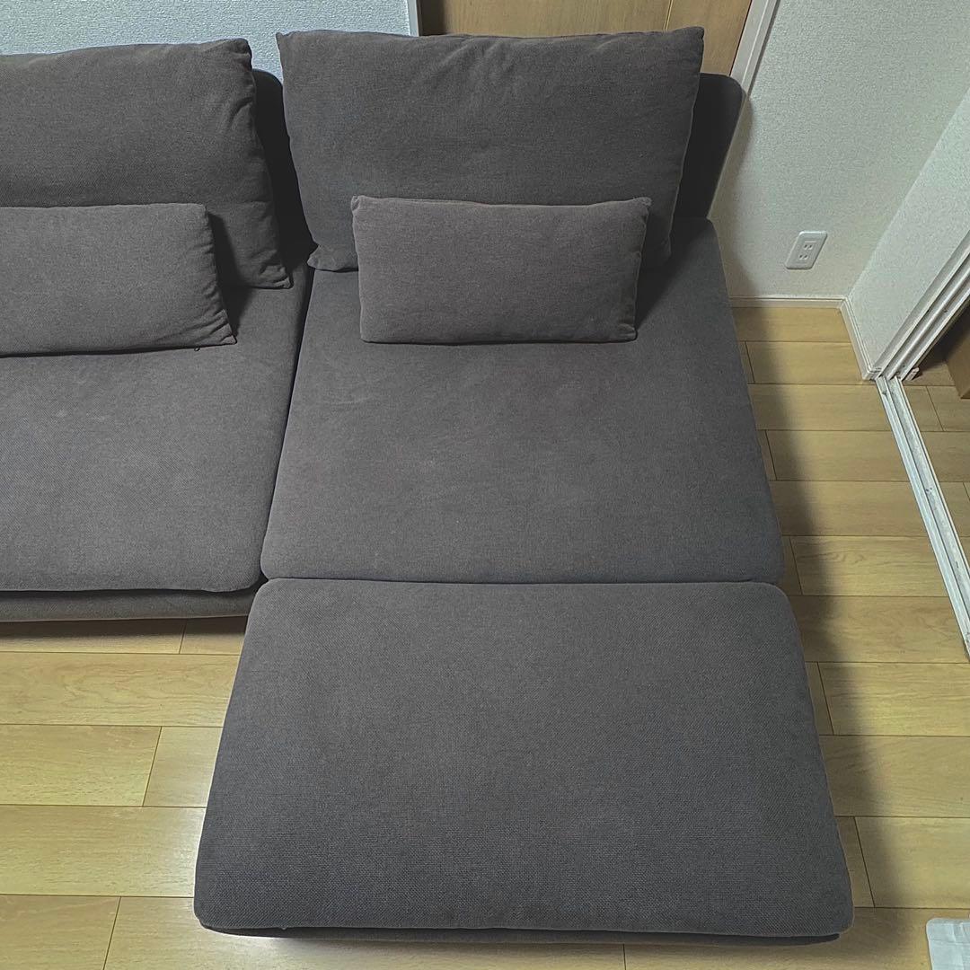 IKEA ソーデルハムン　2人掛けソファ＋寝椅子付き　グレー