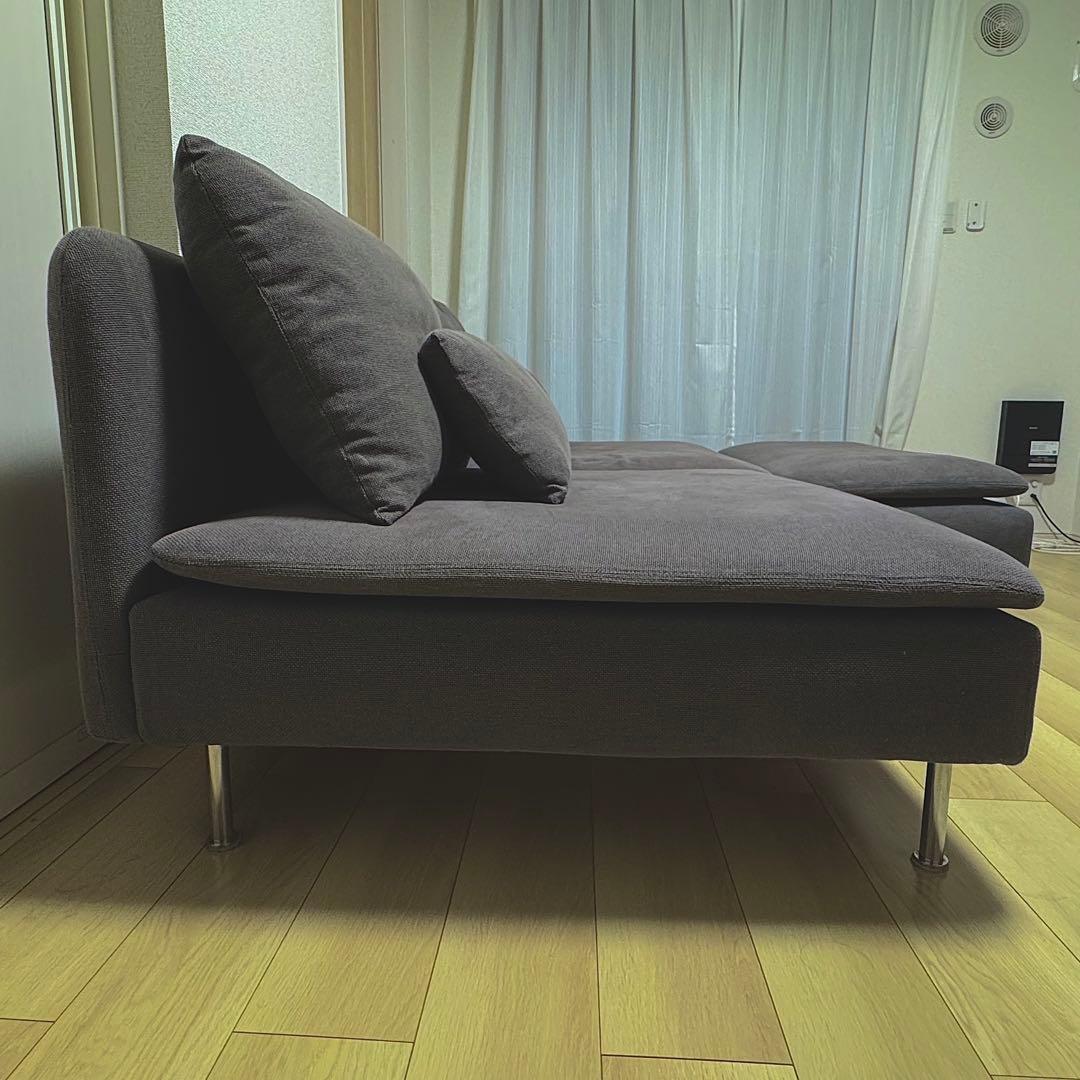 IKEA ソーデルハムン　2人掛けソファ＋寝椅子付き　グレー