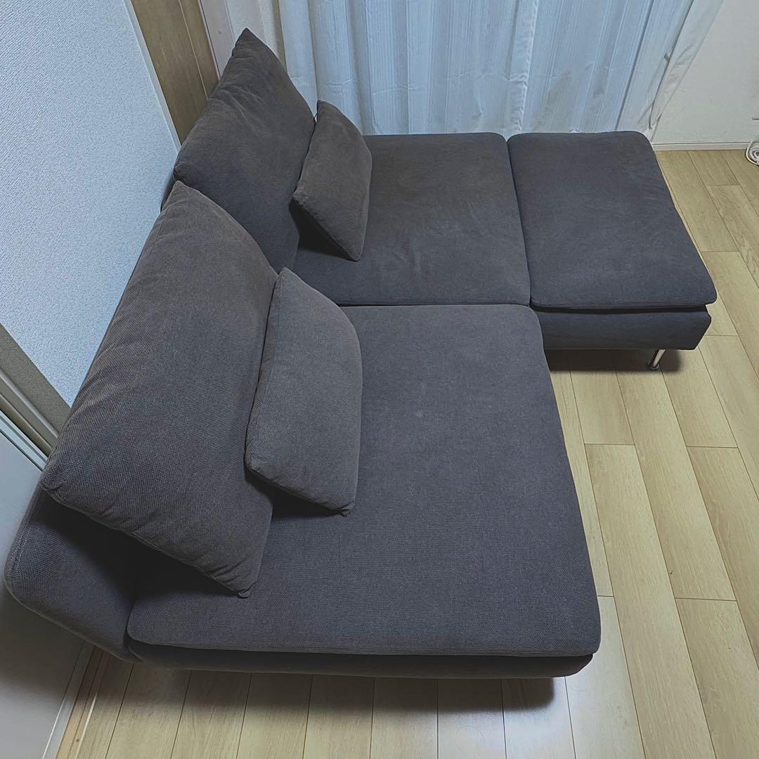 IKEA ソーデルハムン　2人掛けソファ＋寝椅子付き　グレー