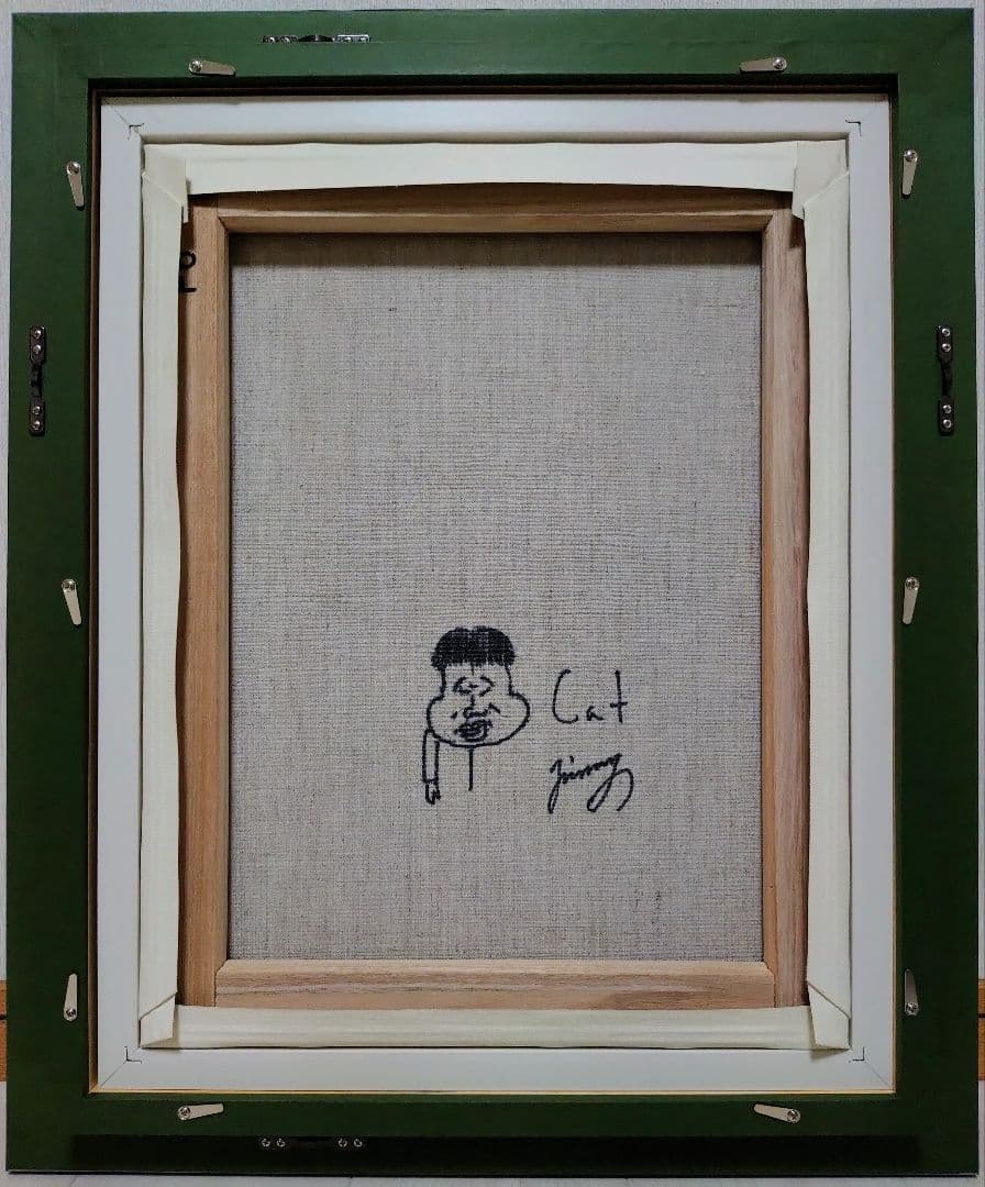 F6号】ジミー大西【Cat】手描き/表裏サイン有り/油彩/アクリル/絵画