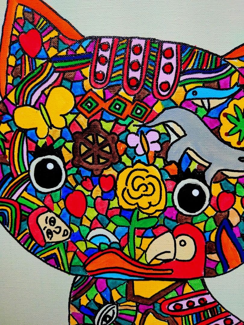 F6号】ジミー大西【Cat】手描き/表裏サイン有り/油彩/アクリル/絵画