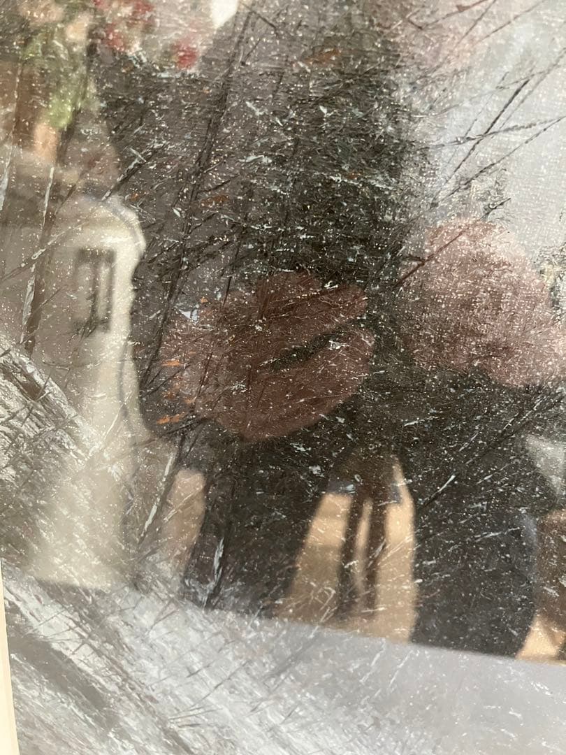 冬の雪道が描かれた秀作です。　6号額縁入り