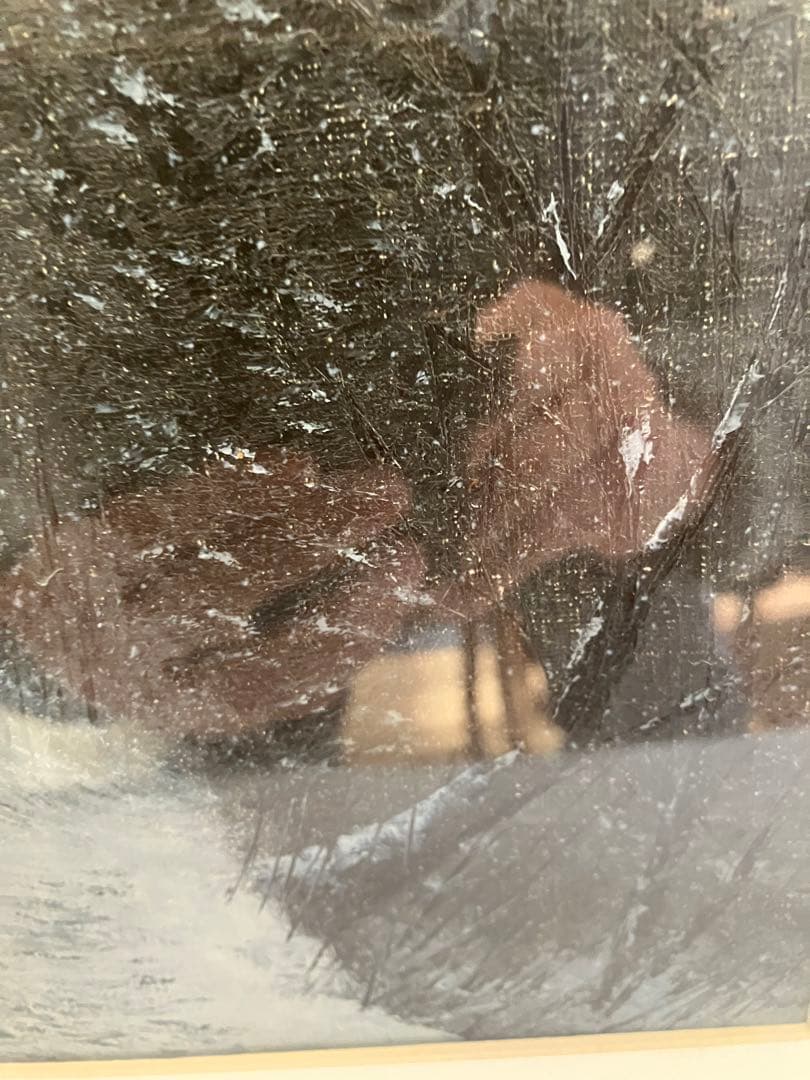 冬の雪道が描かれた秀作です。　6号額縁入り