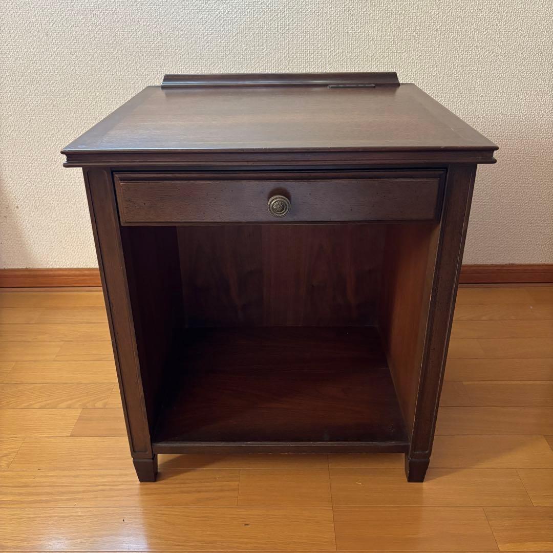ダークブラウン引き出し付きサイドテーブル アンティーク家具