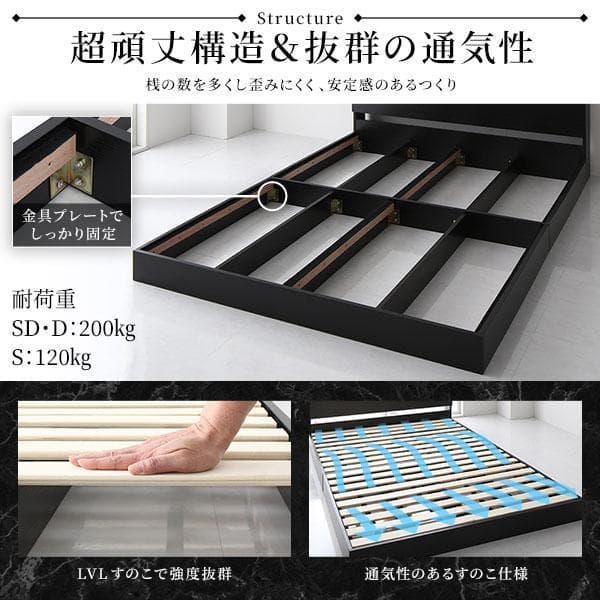 ベッド 低床 ロータイプセミダブル ポケッコイルマットレス付ds-2174103