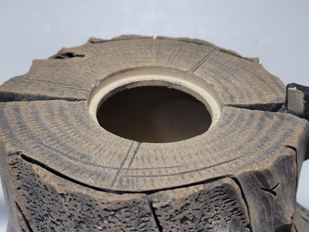 天然石造 斧と木型 急須 時代唐物 幅約15cm