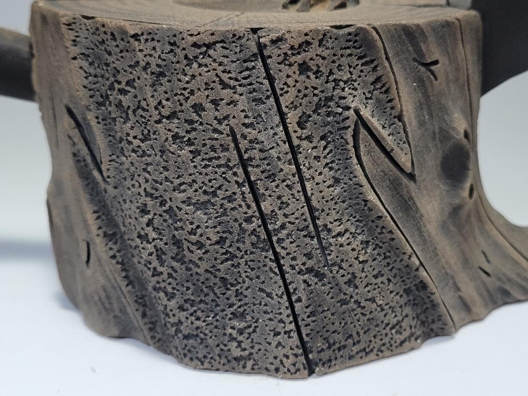 天然石造 斧と木型 急須 時代唐物 幅約15cm