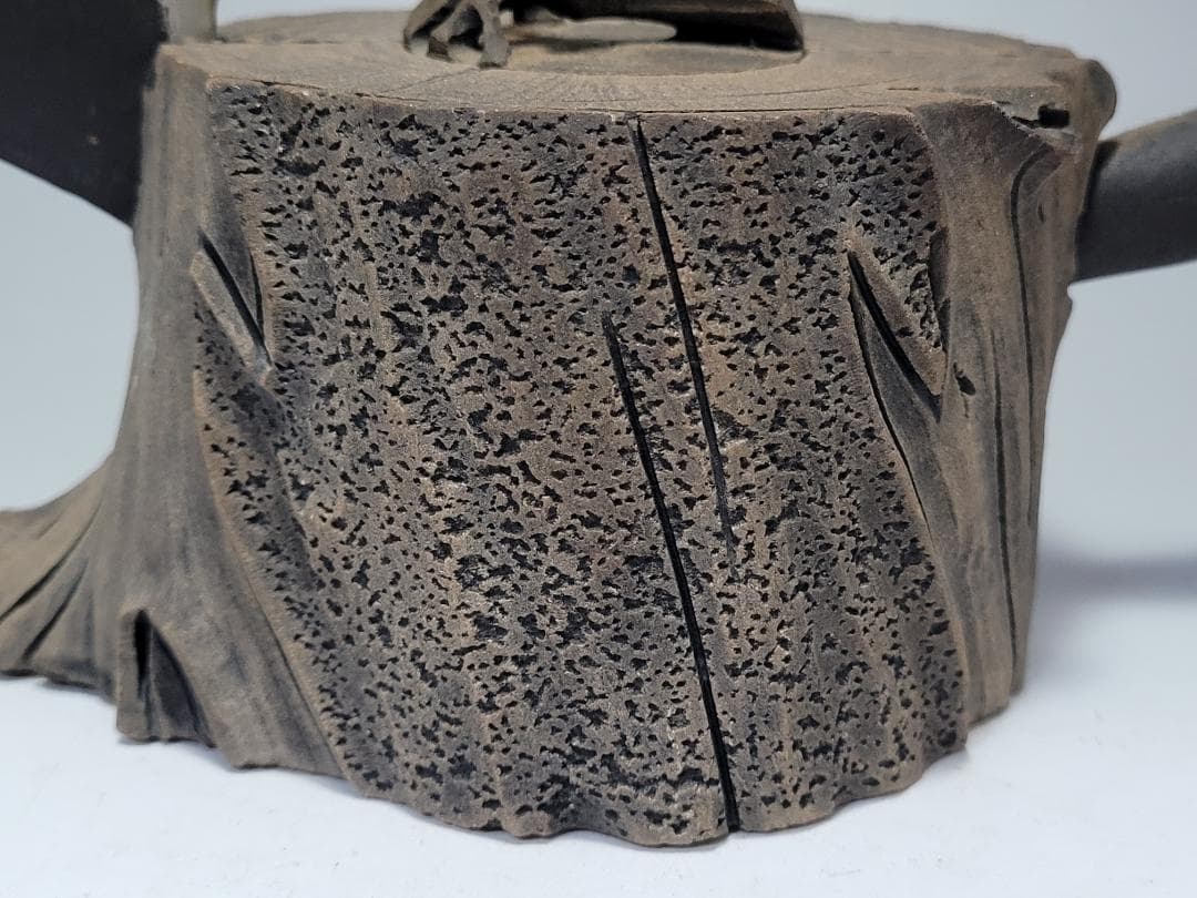 天然石造 斧と木型 急須 時代唐物 幅約15cm