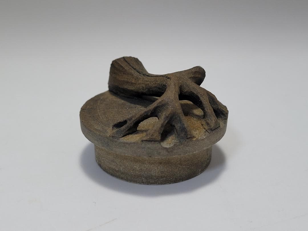 天然石造 斧と木型 急須 時代唐物 幅約15cm