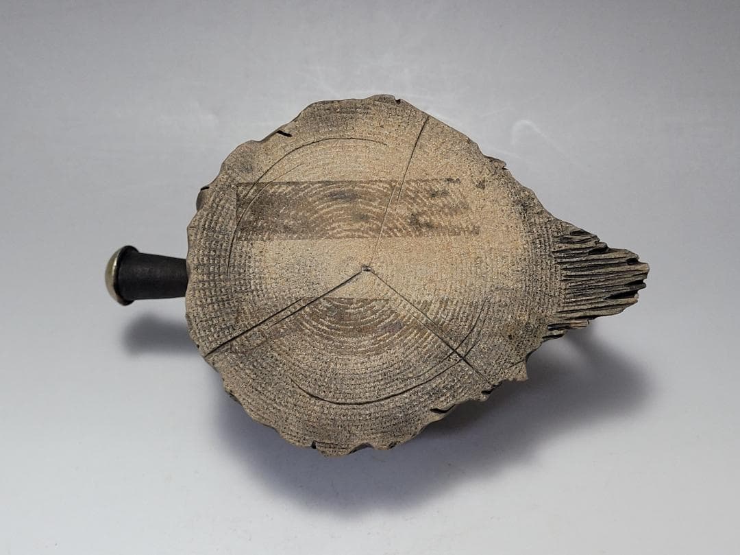 天然石造 斧と木型 急須 時代唐物 幅約15cm