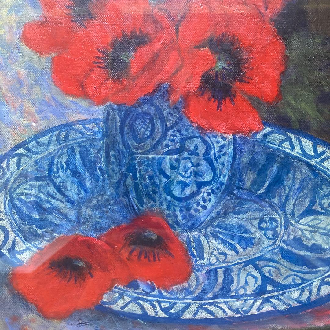 奥西賀男「オリエンタルポピー」￼8F額約64×57絵45.5×38cm