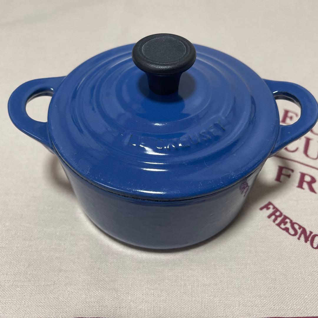 《未使用》青 LE CREUSET レア物 ルクルーゼ　ミニ・ココット　鋳鉄