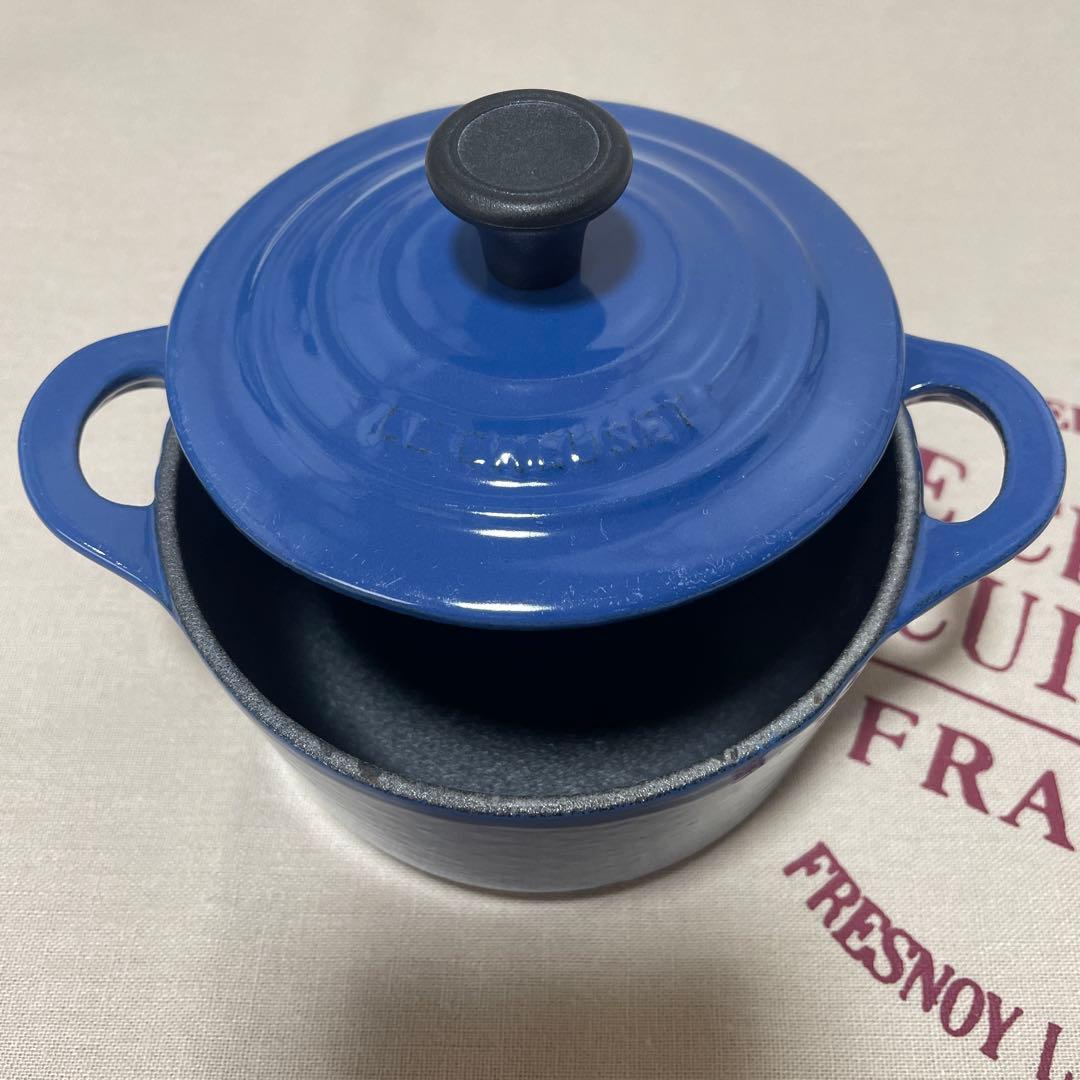 《未使用》青 LE CREUSET レア物 ルクルーゼ　ミニ・ココット　鋳鉄