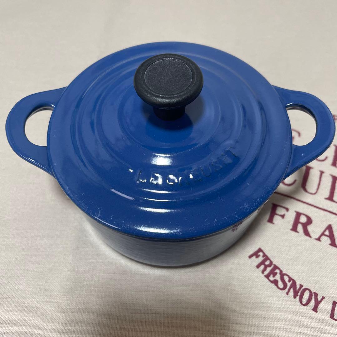 《未使用》青 LE CREUSET レア物 ルクルーゼ　ミニ・ココット　鋳鉄