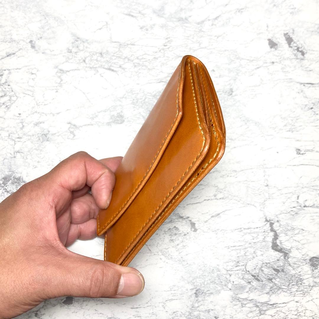 本革 コンパクト財布 栃木レザー 二つ折り財布 メンズ レディース キャメル