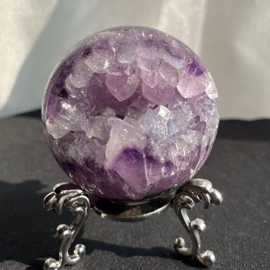 ブラジル産❣️天然石アメジストの笑い口　置物　NO.011407