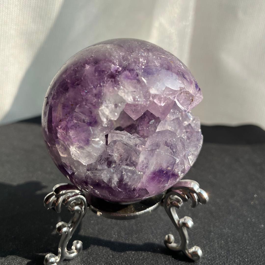 ブラジル産❣️天然石アメジストの笑い口　置物　NO.011407
