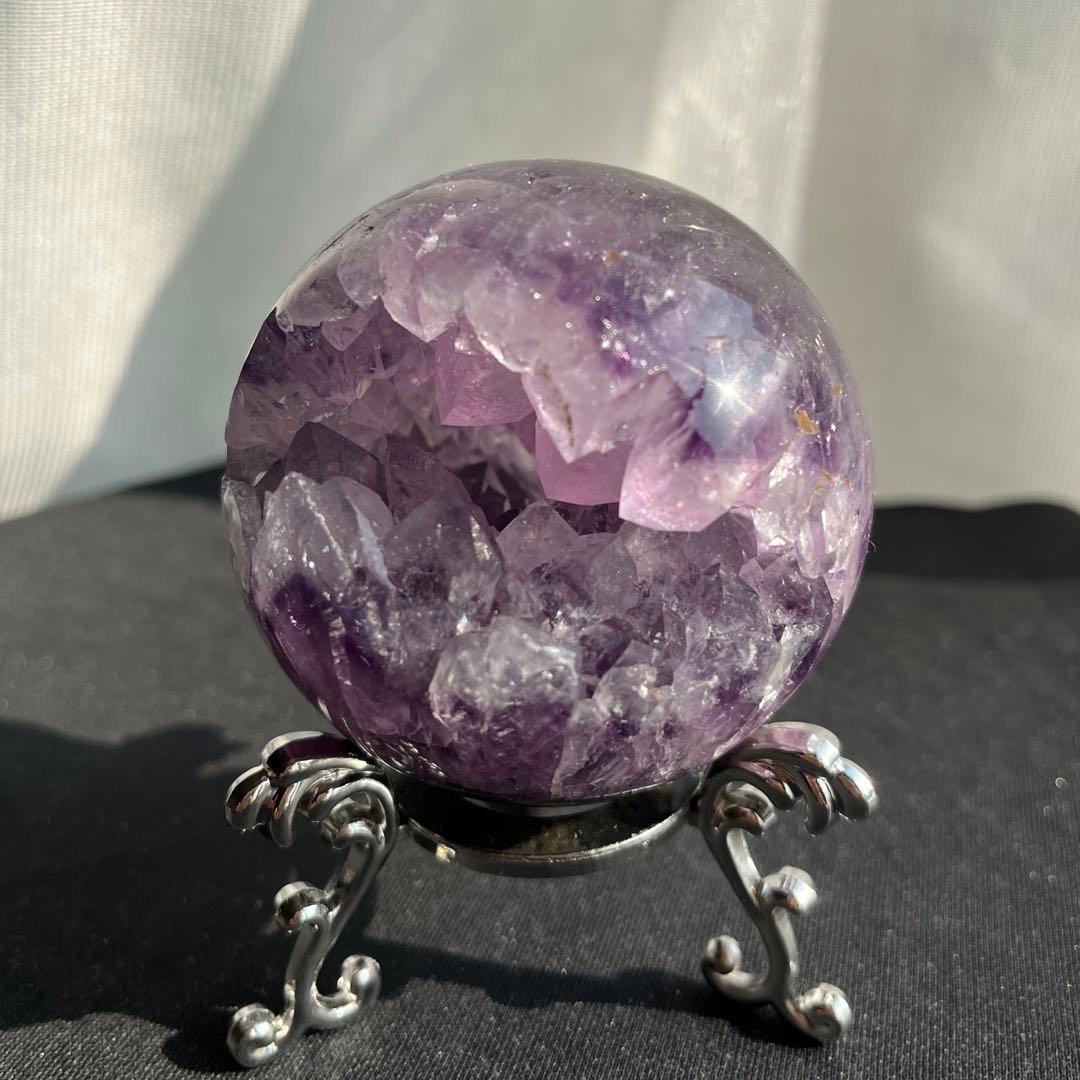 ブラジル産❣️天然石アメジストの笑い口　置物　NO.011407