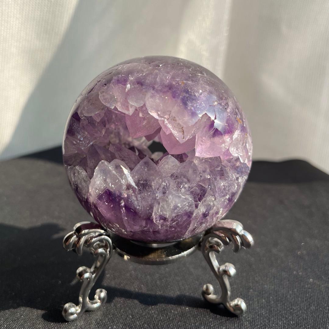 ブラジル産❣️天然石アメジストの笑い口　置物　NO.011407