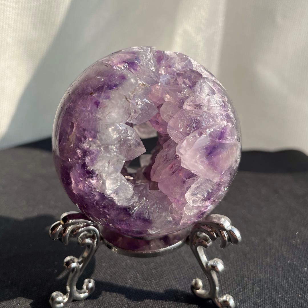 ブラジル産❣️天然石アメジストの笑い口　置物　NO.011407