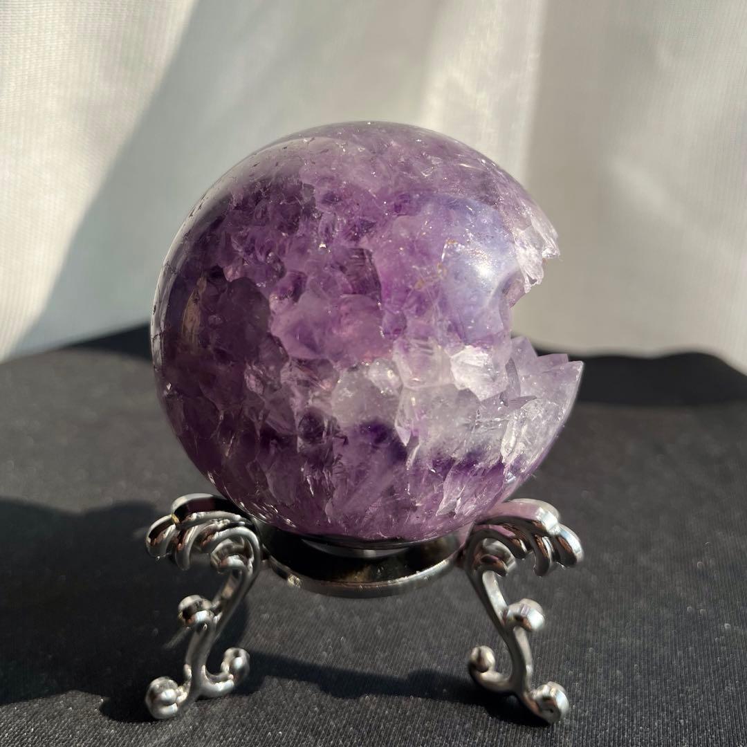 ブラジル産❣️天然石アメジストの笑い口　置物　NO.011407