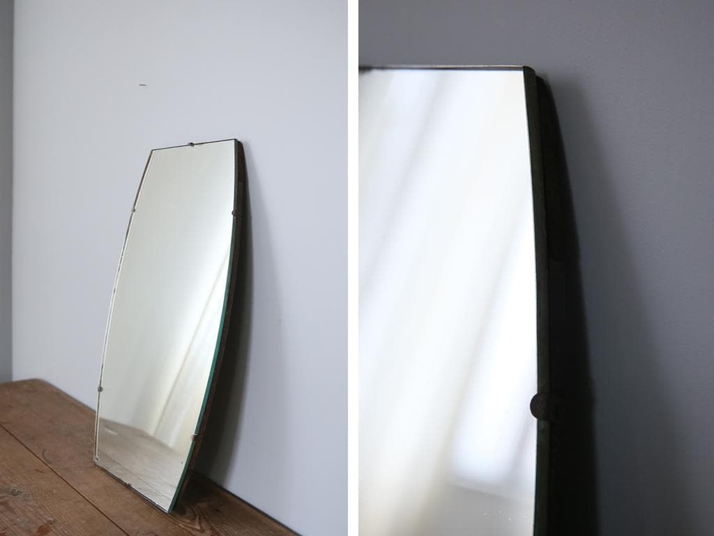 英国アンティーク壁掛けカッティングミラー/姿見ウォールミラー鏡(85-90-3)