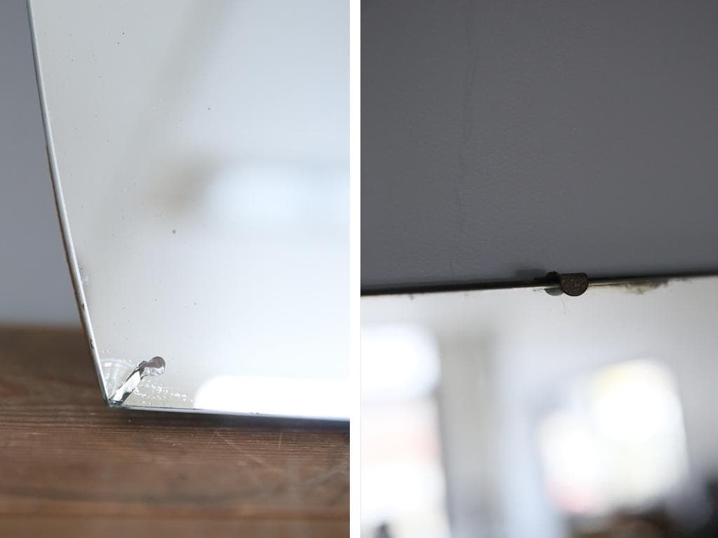 英国アンティーク壁掛けカッティングミラー/姿見ウォールミラー鏡(85-90-3)