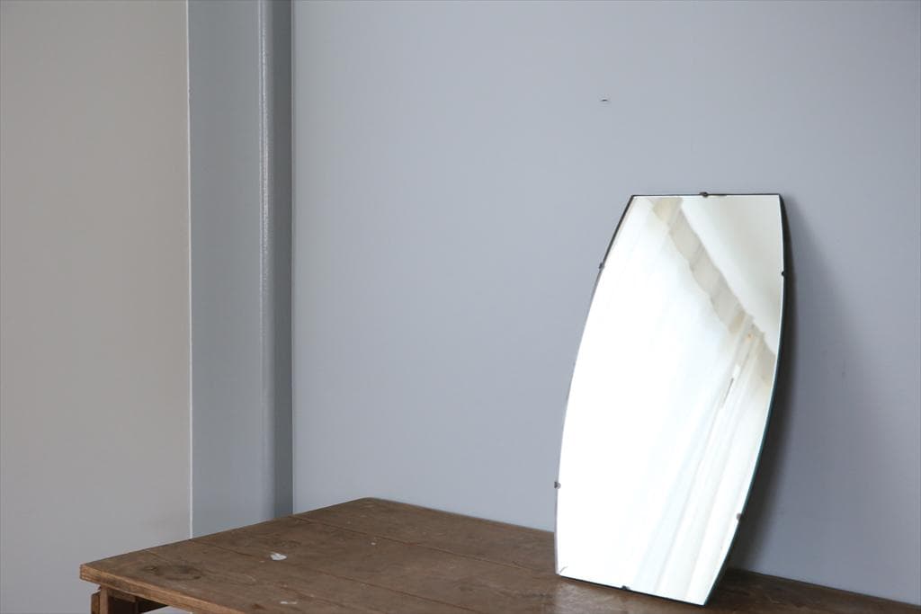 英国アンティーク壁掛けカッティングミラー/姿見ウォールミラー鏡(85-90-3)