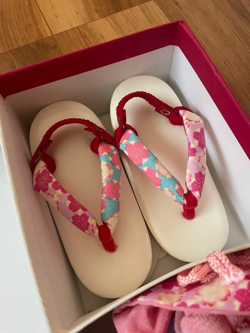 七五三 3歳着物 被布セット 式部浪漫　赤と花柄