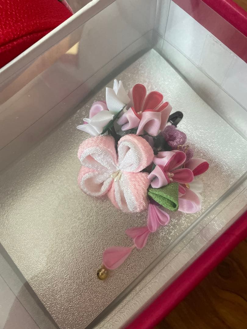 七五三 3歳着物 被布セット 式部浪漫　赤と花柄