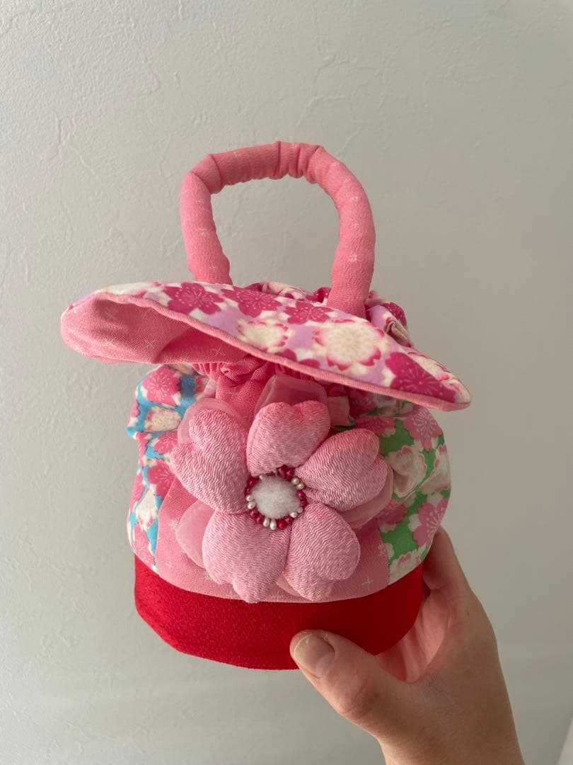 七五三 3歳着物 被布セット 式部浪漫　赤と花柄